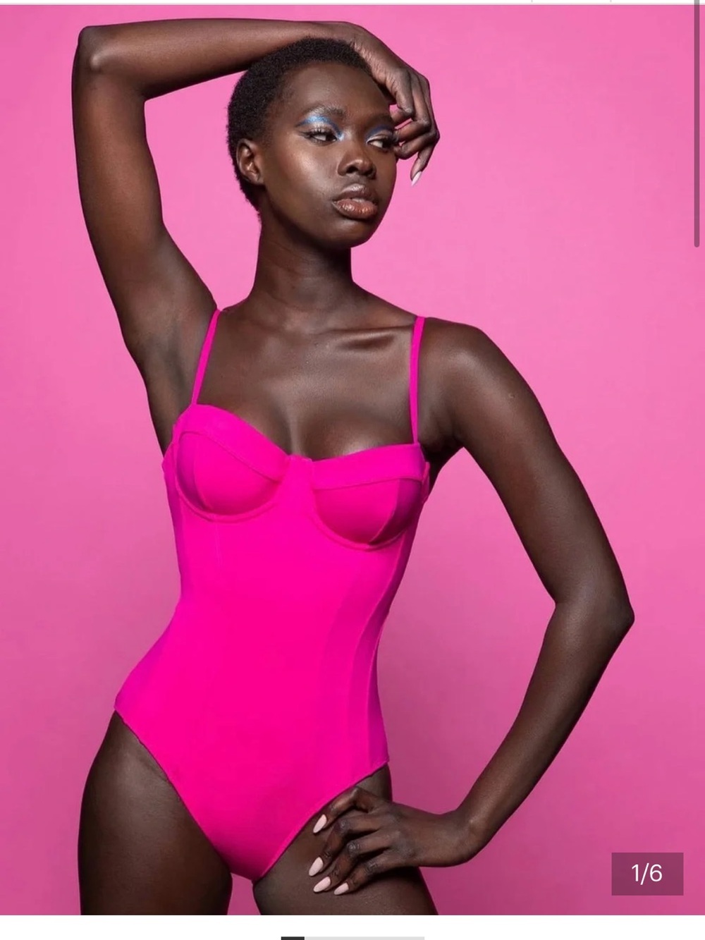TA3 Pink Pushy One-Piece Swimsuit, Push-Up Lace-up Adjustable Straps S/Reg/B/C